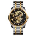 Waterproof Quartz Stainless Steel Dragon Watch For Men. 