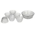 7 Piece Set of Crystal Crystalline Romance Design Glass Desert Bowl Set (1 Big Bowl and 6 Small Bowls, Multicolour) - Pack of 7 pcs | Glass Bowl Pudding Set Oven and Microwave Safe Round Mixing Glass Bow. 
