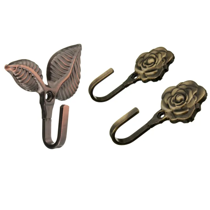 fasdaga%202%20Pair%20Wall%20Hooks:%201%20Pair%20Metal%20Rose%20Flower%20Curtain%20Tie%20Back%20Tieback%20Holders%20Wall%20Hooks%20&%201%20Pair%20Iron%20Leaf%20Shaped%20Curtain%20Tie%20Backs%20Holders%20Wall%20Hooks%20-%20Image%204