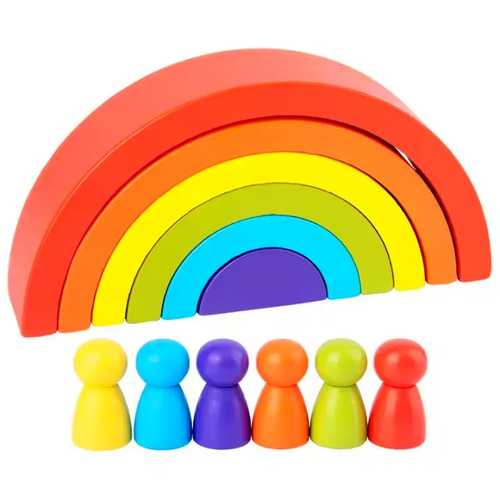 Stack & Shine Rainbow Toy – Montessori Wooden Puzzle for Toddlers ...