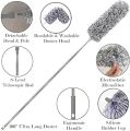 Microfiber Feather Duster Bendable & Extendable Fan Cleaning Duster with 100 inches Expandable Pole Handle Washable Duster for High Ceiling Fans, Window Blinds, Furniture (Grey). 