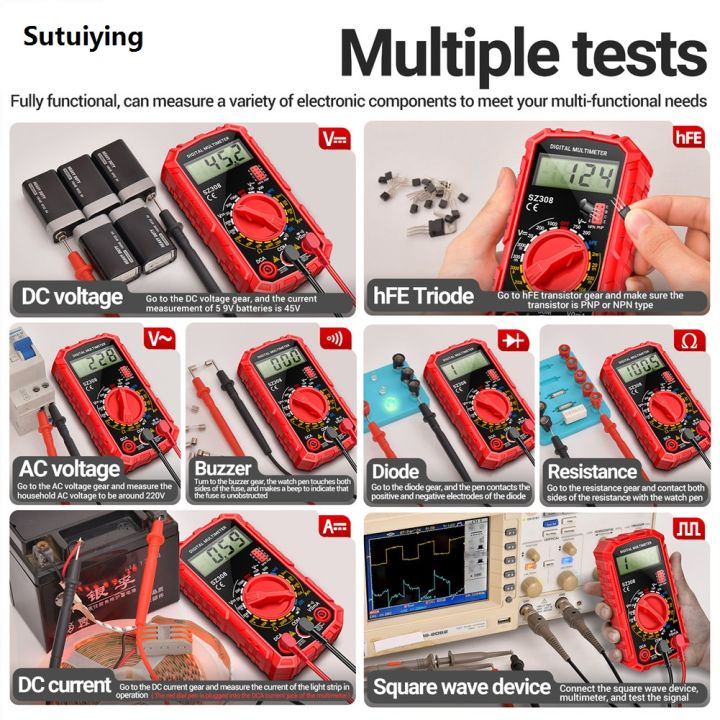 Sutuiying 2/1PCS ANENG SZ308 1999 Digital Multimeter AC/DC Tester Machine Handheld New Multimetre Professional Multi Meter Multimetro Ohm Malt