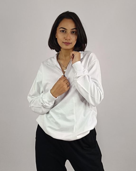 Women's%20Half%20Zip%20Chain%20Detail%20Sweatshirt%20Comfortable%20Fit%20Casual%20Style%20-%20Image%203