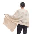 Women's Cream Color Woolen Shawl Knit Soft Warm Elegant Fashionable Neck Warmer in Classic Solid Colors. 