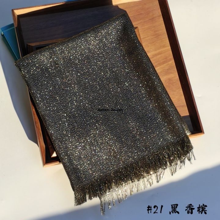 Women's%20headscarf,%20tassel%20shawl,%20thread%20toe,%20gold%20rayon%20shawl,%20solid%20color%20scarf,%20latest%20brand%20design,%20shiny%20fabric,%20silk%20silver%20-%20Image%207