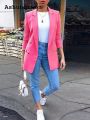 Ashunqiwen 2025 New Women Casual Fashion Button Plus Size Long Blazer Jacket Coat. 
