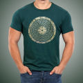 Golden Mandala Design(Unisex)  Printed Green T-Shirt For Men & Women. 