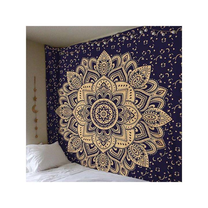 Golden/Black Mandala Deorative Tapestry-King Size