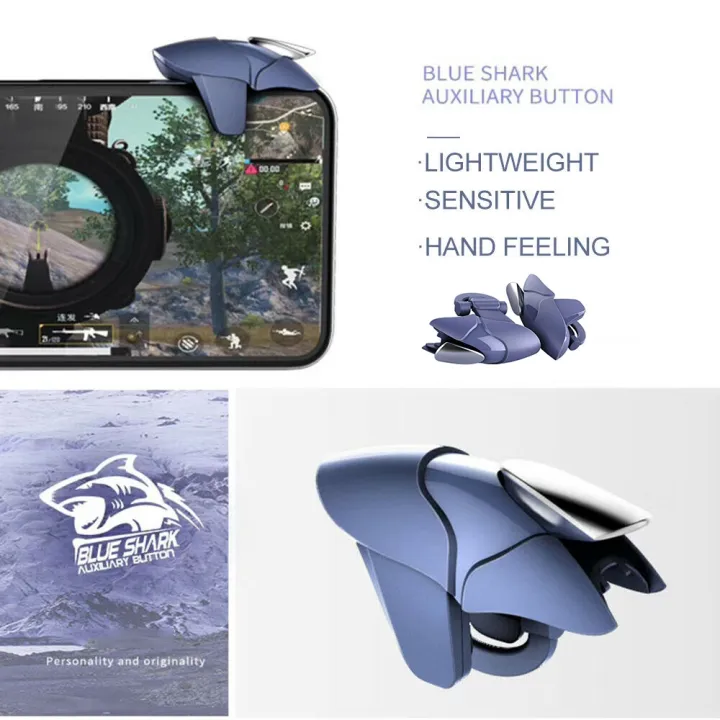 Metal Blue Shark Mobile PUBG Joystick Controller Fire Key Trigger For IPhone And Android