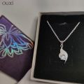 OUXI  Silver Crystal Studded Pendant  With Chain For Women-K30027-101000. 