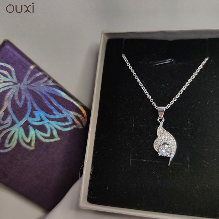 OUXI%20%20Silver%20Crystal%20Studded%20Pendant%20%20With%20Chain%20For%20Women-K30027-101000%20-%20Image%204