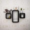 rectangle MDF Wall Decoration Shelf/Floating Wall Shelf/Living Room Shelf Set of 3 Cube & Rectangle Wall Shelves (Black). 