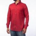KILOMETER Solid Red Cotton  Casual  Full Shirt For Men - 012. 