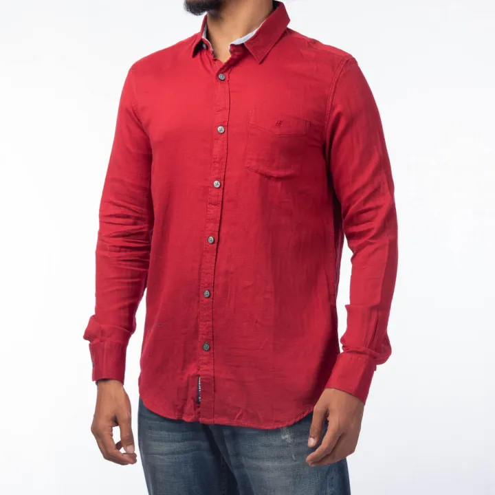 KILOMETER%20Solid%20Red%20Cotton%20%20Casual%20%20Full%20Shirt%20For%20Men%20-%20012%20-%20Image%203