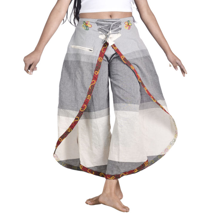 Gray Tone Butterfly Trousers For Women