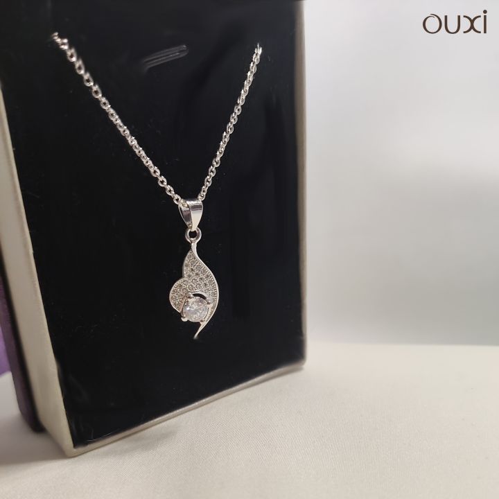 OUXI%20%20Silver%20Crystal%20Studded%20Pendant%20%20With%20Chain%20For%20Women-K30027-101000%20-%20Image%202