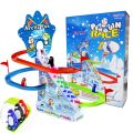 Penguin Race Set with Flashing Lights & Music On/Off Button for Quiet Play, Jolly Penguin Slide Playset For Kids and Toddlers. 