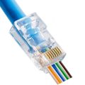 RJ45 Pass Through Connectors - Easy to Crimp Modular Plug for Solid or Stranded UTP Network Cable  Male Ethernet Connector End. 