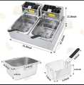 Imported Double Electric 12L Deep Fryer Stainless Steel French Fries Electric Frying Machine. 