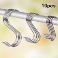 10pcs Stainless Steel S-Shape Hook Kitchen Bedroom Multi-function Railing S Hanger Hook Clasp Holder Hooks Hanging Storage Tools. 