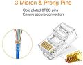 RJ45 Pass Through Connectors - Easy to Crimp Modular Plug for Solid or Stranded UTP Network Cable  Male Ethernet Connector End. 