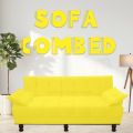 Costumize AKZ Collection 3 Seater Sofa Cum Bed Imported Jute Fabric YELLOW Colour Armless Compact Living Spaces, Dorms, Guest Rooms, Apartments, Offices,. 