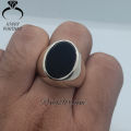 Natural Black Aqeeq Ring , Black Onyx Ring , Black Agate Stone Ring For Men. 