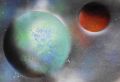 Spray paint planet art painted on high quality glossy paper. 