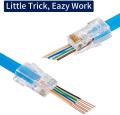 RJ45 Pass Through Connectors - Easy to Crimp Modular Plug for Solid or Stranded UTP Network Cable  Male Ethernet Connector End. 