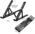 Portable ABS Plastic Foldable Laptop Stand Adjustable Height Folding Laptop Holder Stand - Black. 