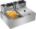 Imported Double Electric 12L Deep Fryer Stainless Steel French Fries Electric Frying Machine. 