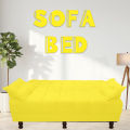 Costumize AKZ Collection 3 Seater Sofa Cum Bed Imported Jute Fabric YELLOW Colour Armless Compact Living Spaces, Dorms, Guest Rooms, Apartments, Offices,. 