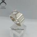 White Cubic Zircon Ring For Men , Diamond Style Engagement Ring , Wedding Gift Ring , Anniversary Gift Ring. 
