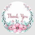 100 Pcs of 8 Types Floral Thank You Sticker for Seal Label Decoration Stationery Sticker. 
