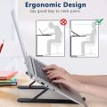 Portable ABS Plastic Foldable Laptop Stand Adjustable Height Folding Laptop Holder Stand - Black. 
