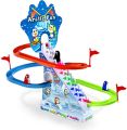 Penguin Race Set with Flashing Lights & Music On/Off Button for Quiet Play, Jolly Penguin Slide Playset For Kids and Toddlers. 