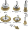 Wire Brush Wheel Cup Brush Set 7 Piece, Wire Brush for Drill 1/4 Inch Arbor Coarse Brass Coated Crimped Wire Wheel. 