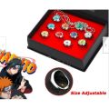 10 pcs  Anime Naruto Akatsuki Members Cosplay Rings Naruto anime rings manga rings. Akatsuki 10 pieces 10 style Anime Cosplay Ring Golden/Silver Ninjaas Ring Akatsuki Itachi Ring Metal Finger Ring Accessories. 