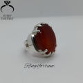 Natural Yemeni Aqeeq Ring , Liver Color Yemeni Agate Ring , Men's Aqeeq Ring , 925 Silver Ring. 