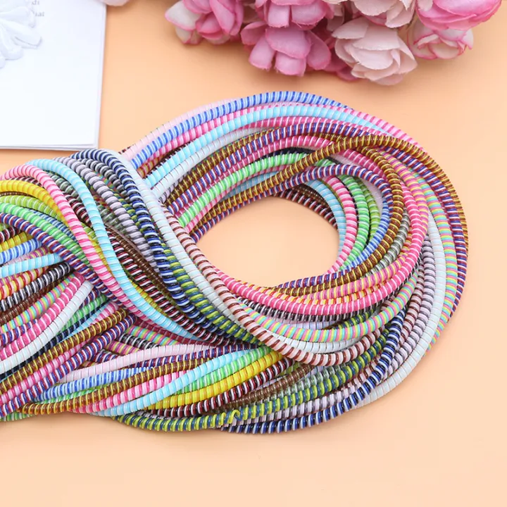 Spiral 1.4M USB Data Cable Protector Universal Headphone Line Dust Proof Cable Winder Earphones Wire Protection Cover