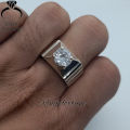 White Cubic Zircon Ring For Men , Diamond Style Engagement Ring , Wedding Gift Ring , Anniversary Gift Ring. 