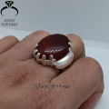 Natural Yemeni Aqeeq Ring , Liver Color Yemeni Agate Ring , Men's Aqeeq Ring , 925 Silver Ring. 