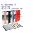 A3 size Display Plastic Sheet file Book Clear Pockets can display multicolor. 