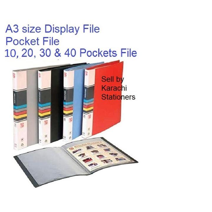 A3 size Display Plastic Sheet file Book Clear Pockets can display multicolor