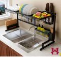 Over The Sink Dish Drying Rack - Adjustable Dish Drainer Shelf - Countertop Space Saver Display Stand Tableware Drainer. 
