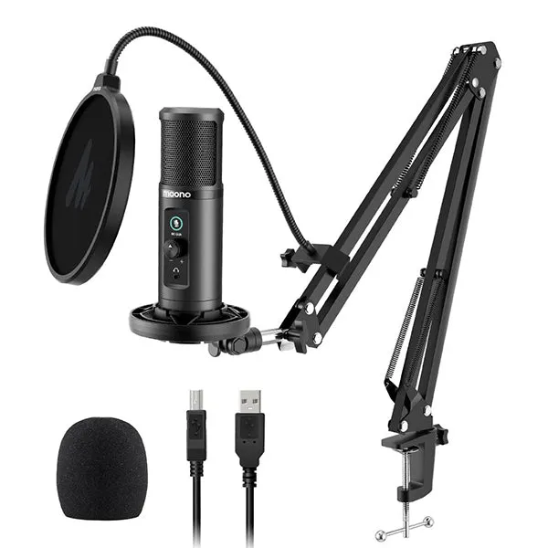MAONO PM422 USB Microphone for PC, Professional Computer Condenser Mic with Mute, Mic Gain, Zero Latency Monitoring, Boom Arm for Studio, Podcast, Gaming, Streaming, Recording