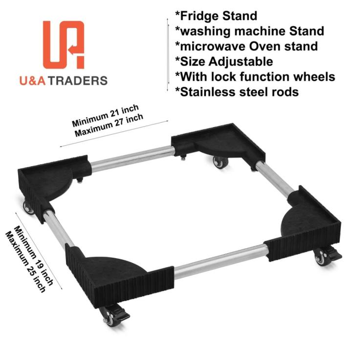 Fridge Stand with Wheels - Automatic Washing Machine Stand with locked option Wheels - Multipurpose – Adjustable