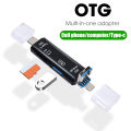 5in1 USB2.0 Type C Micro USB Male Multifunctional All-In-One OTG Memory Card Reader Mini TF Camera SD Card Reader Adapter. 