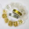 14 itmes with Box of Headpins/holepins/jump rings/locks/tops and wire Silver & Golden. 