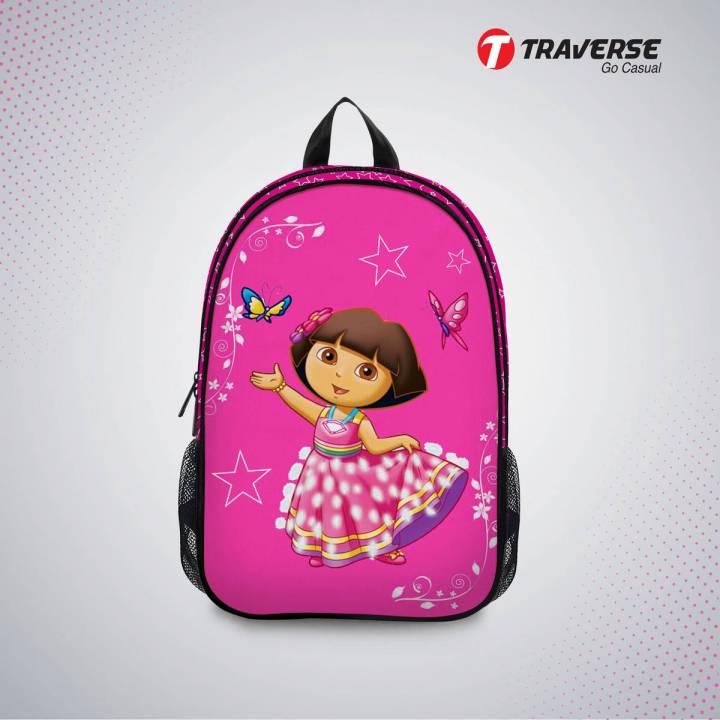 Traverse  Kids Bag- Dora , Backpack for Kindergarten (KG), Pre-school classes. Allover printed (Code: T512KG) School Backpack For Kids / Backpack For Girls / Backpack For Boys Bags hand bag for girls bags for girls
